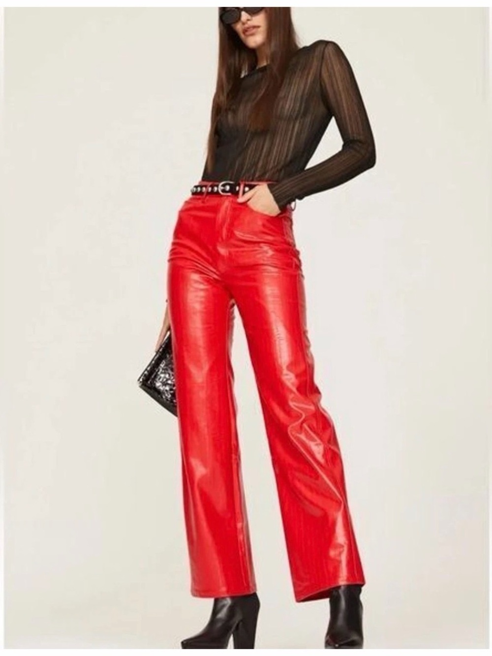 ROTATE  Red Faux Leather Pants